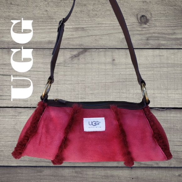 UGG Handbags - UGG Australia Shearling Sheepskin Red Tube Purse Baguette Barrel Bag